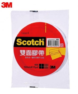 【芥菜籽文具】3M SCOTCH // 668 雙面膠帶系列 12MM×15Y (24捲/盒) 4710367604013