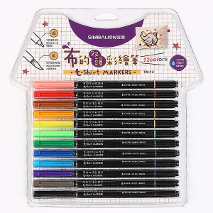 【芥菜籽文具】//雄獅 // 布的雙頭彩繪筆、布料彩繪筆12色(TM-12)